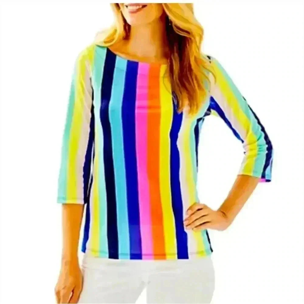 Lilly’s Rainbow Stripe Waverly Shirt S NWT